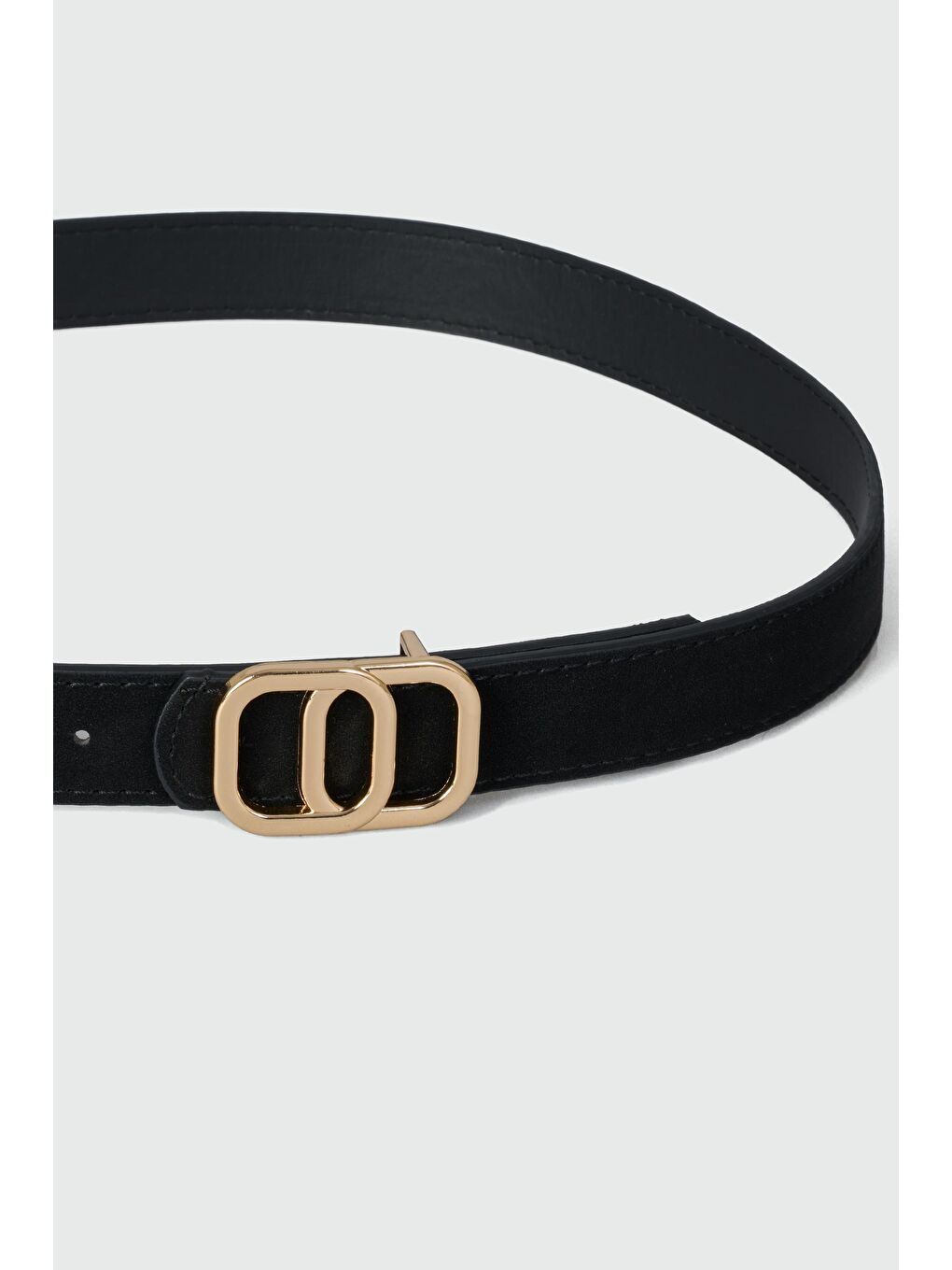 Çift Kare Detaylı Süet Kemer Siyah-1