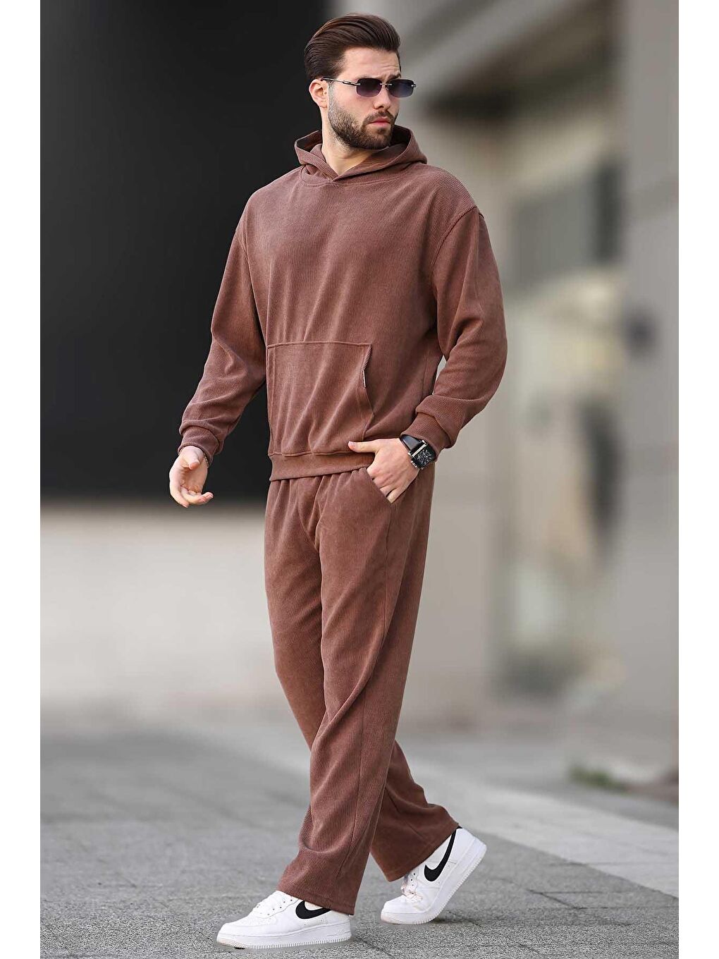 Kahverengi Taba  Erkek  Eşofman Takımı E7401-1