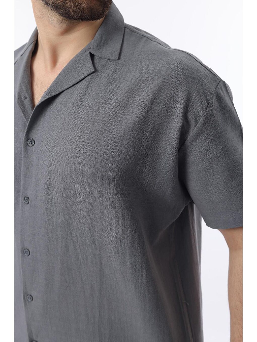 Gri Füme Over Fit Erkek Gömlek Takım E7303-2