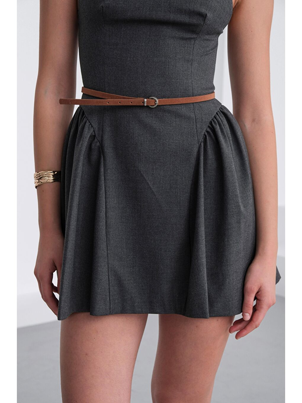 Kahverengi Süet İnce Kemer Taba