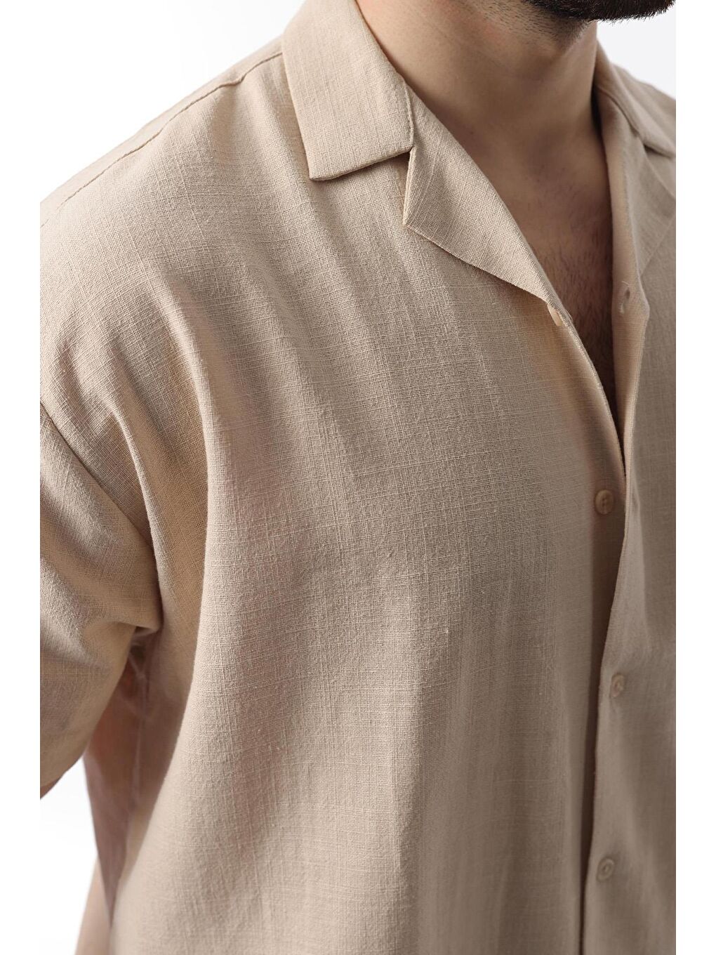 Bej Over Fit Erkek Gömlek Takım E7303-2