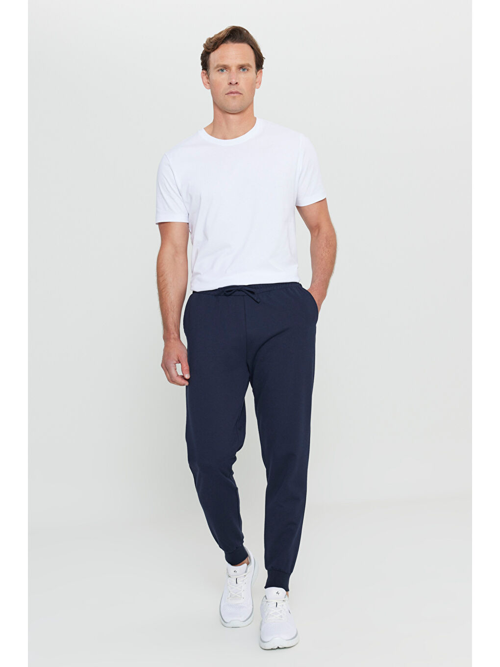 Erkek Lacivert Standart Fit 2 İplik Cepli Rahat Recycle Pamuklu Jogger Eşofman Altı-1