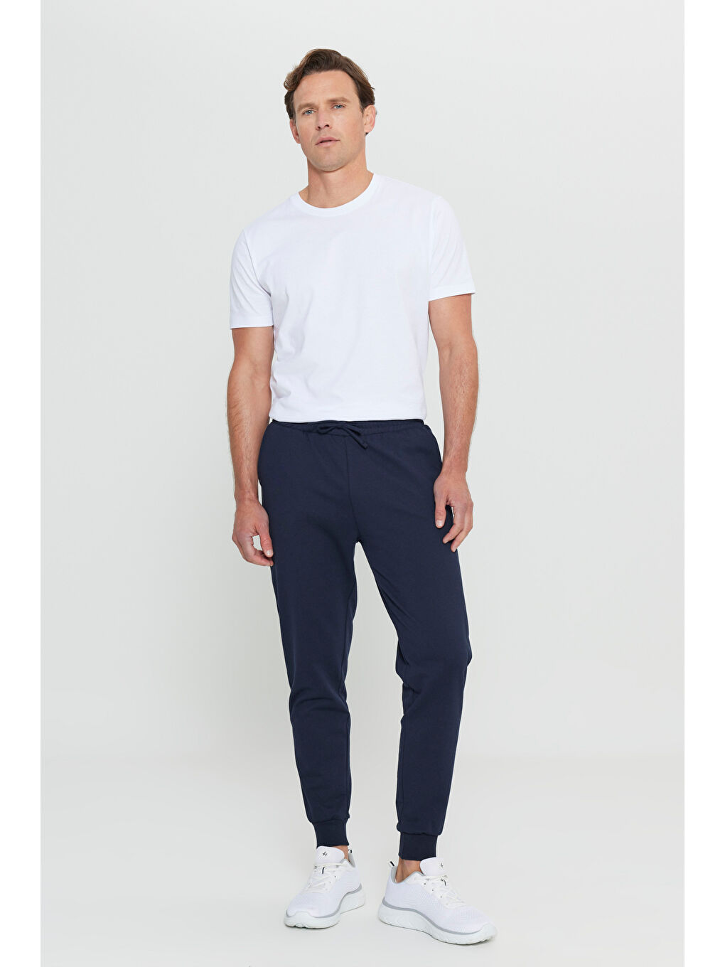 Erkek Lacivert Standart Fit 2 İplik Cepli Rahat Recycle Pamuklu Jogger Eşofman Altı-2