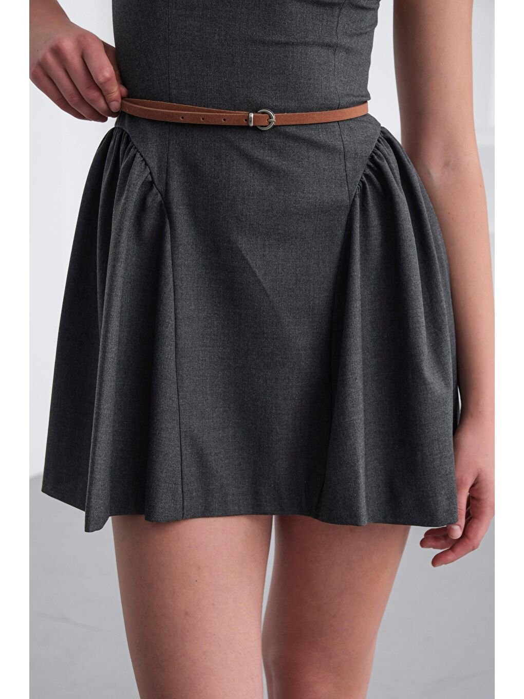 Kahverengi Süet İnce Kemer Taba-2