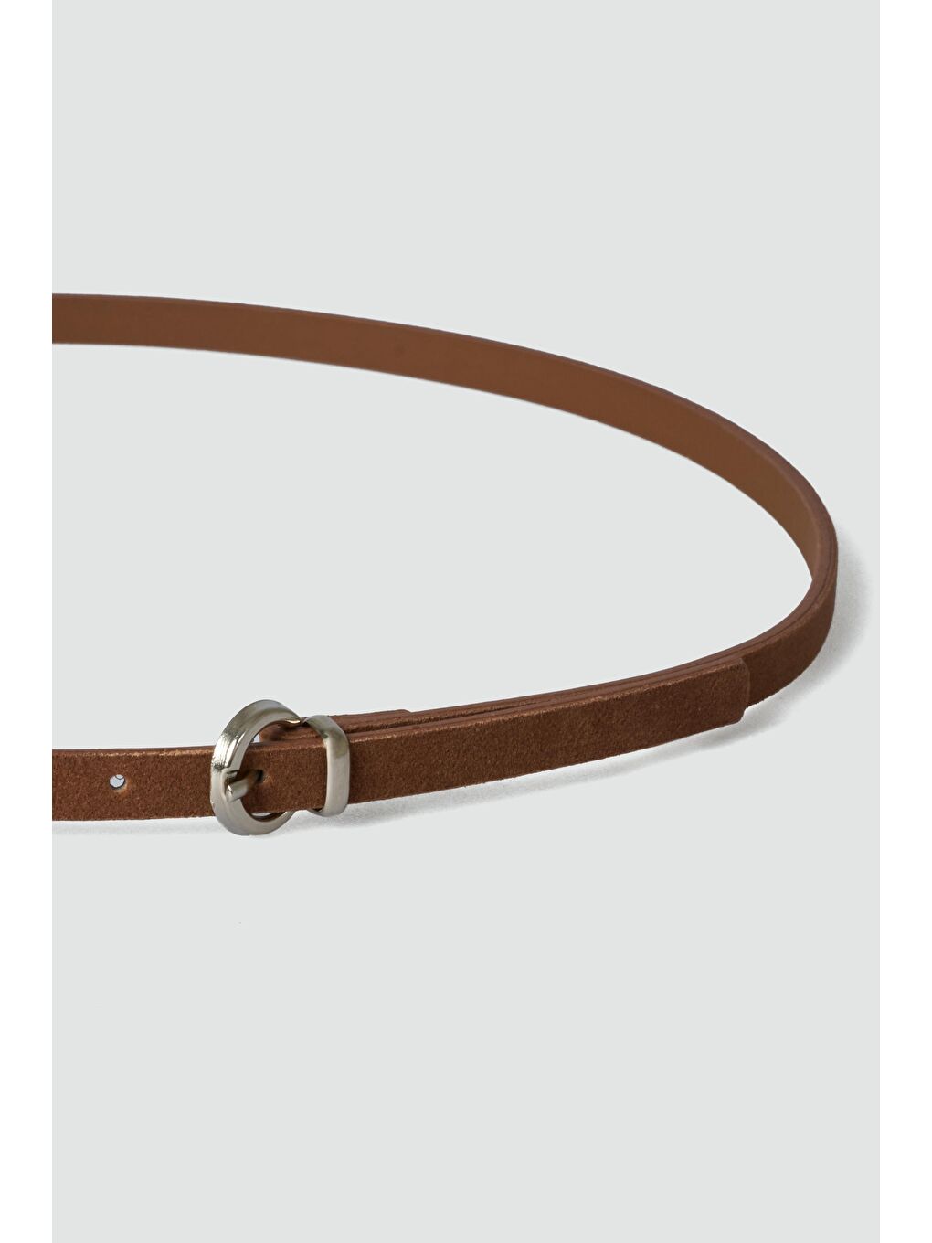 Kahverengi Süet İnce Kemer Taba-3