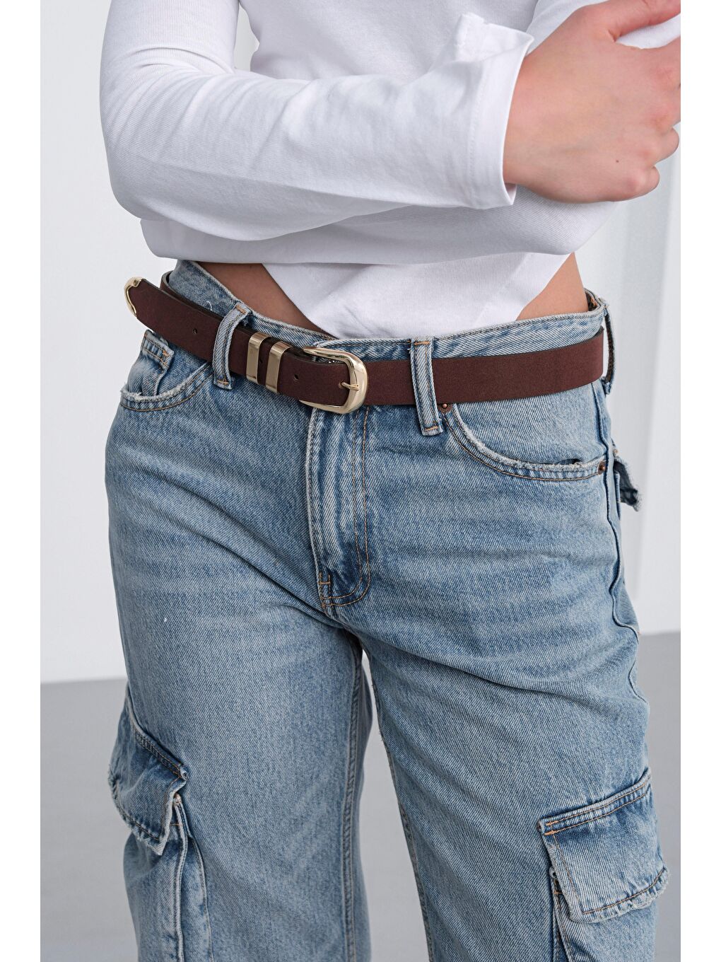 Kahverengi Süet Tokalı Kemer Kahve-2