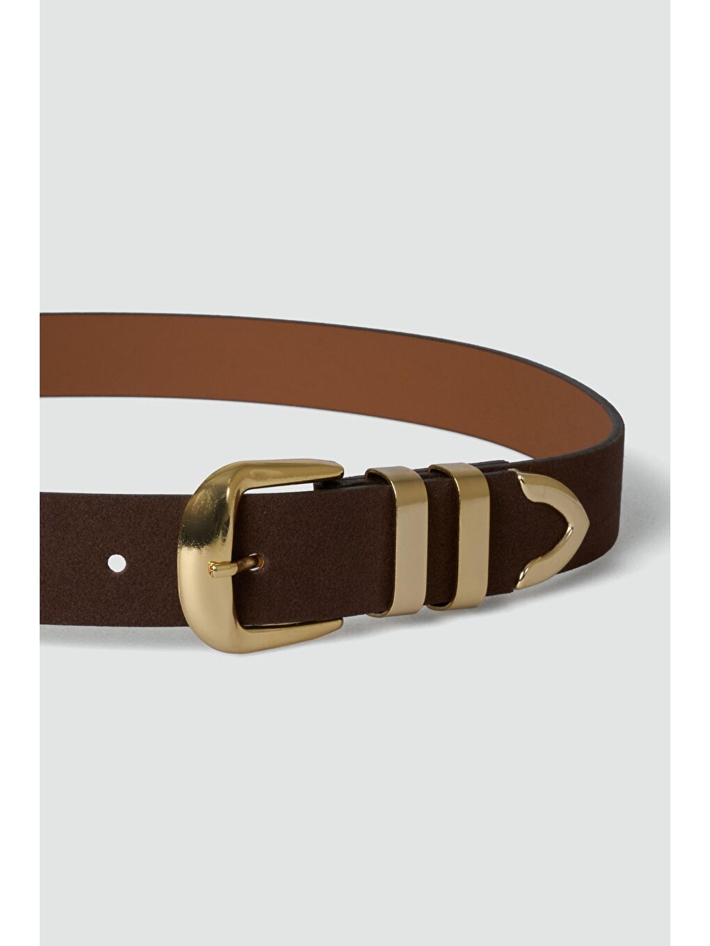 Kahverengi Süet Tokalı Kemer Kahve-3