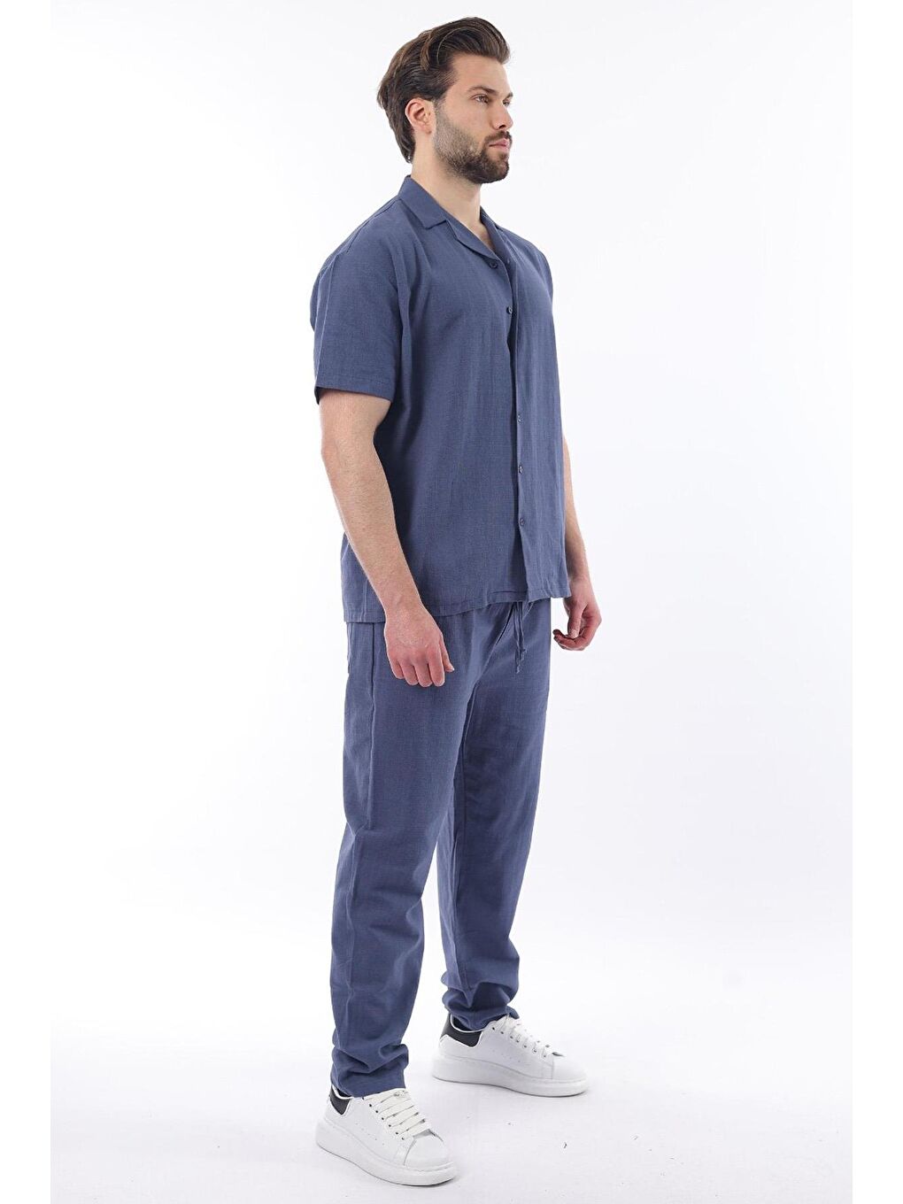 Lacivert Over Fit Erkek Gömlek Takım E7303-4