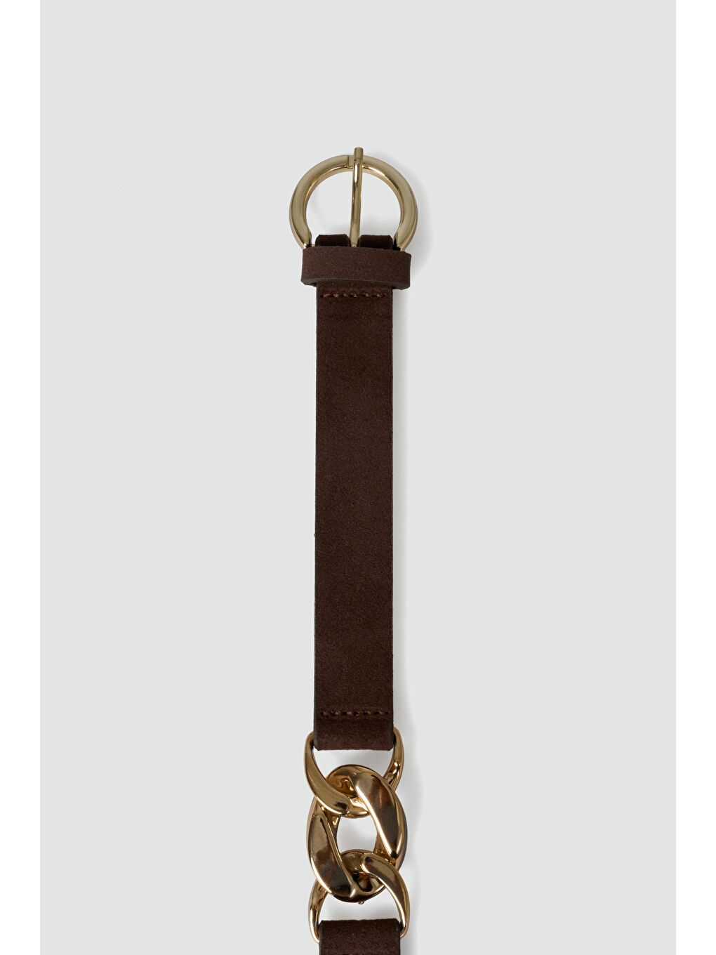 Kahverengi Süet Zincir Detaylı Kemer Kahve-4