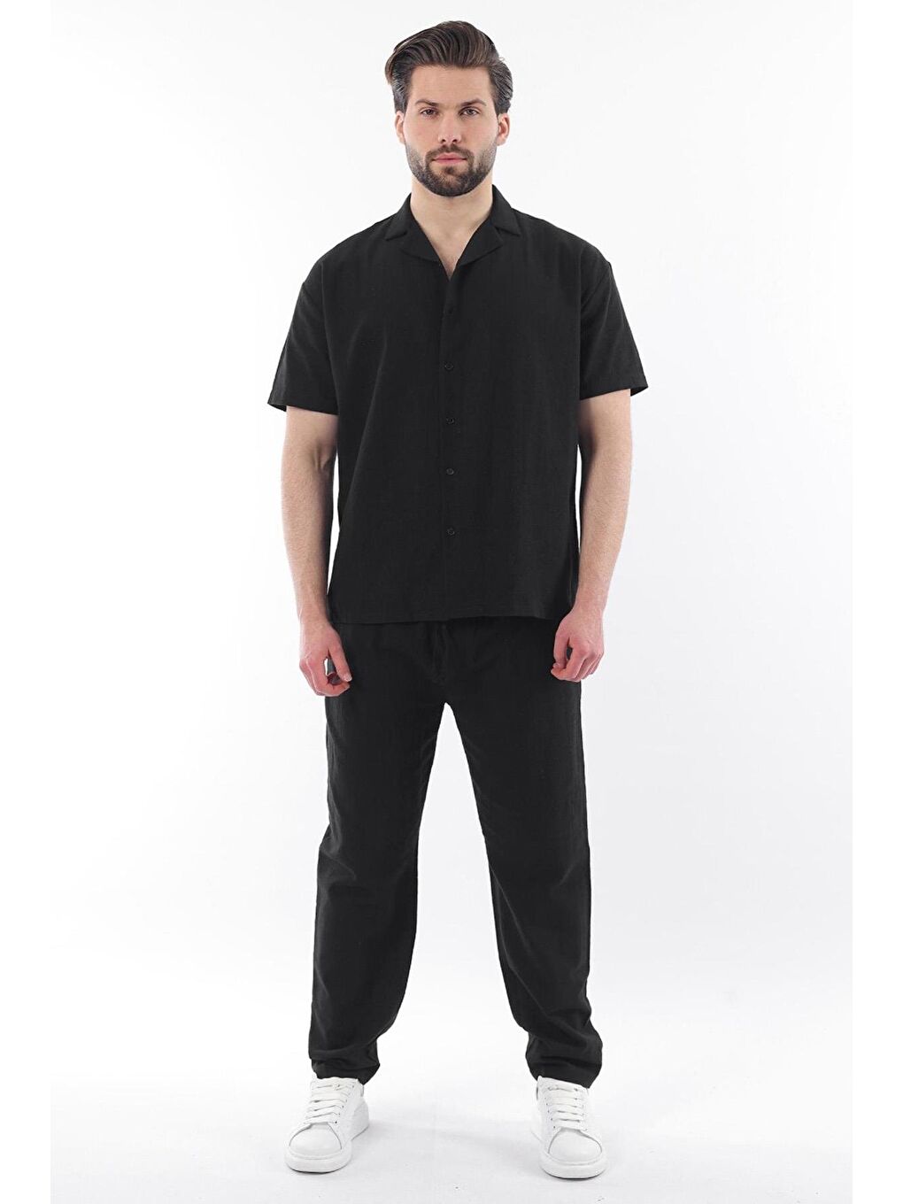 Siyah Over Fit Erkek Gömlek Takım E7303