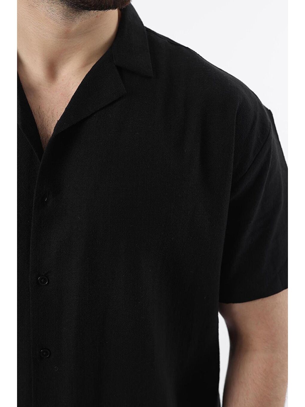 Siyah Over Fit Erkek Gömlek Takım E7303-2