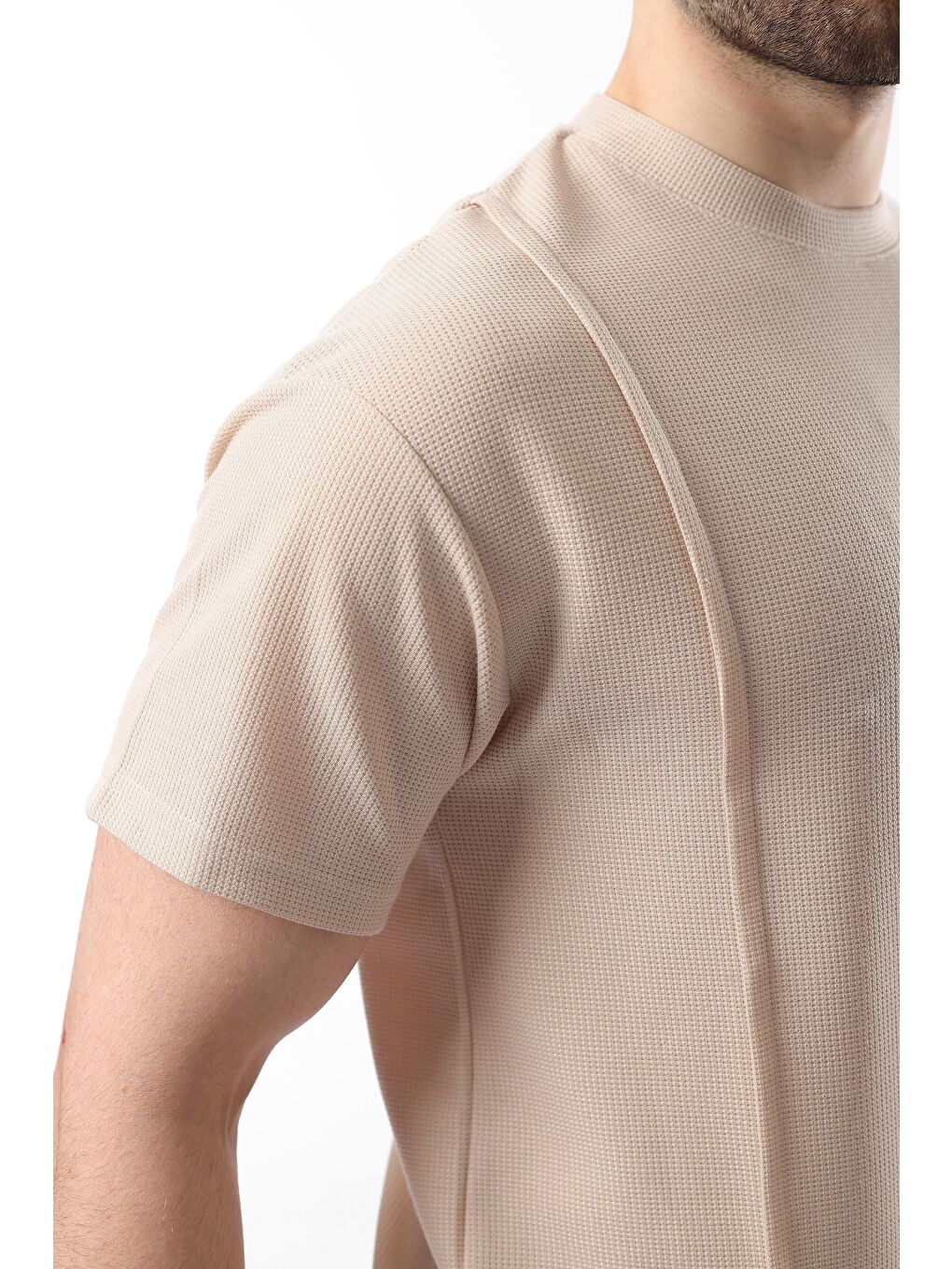 Bej Önü Pileli Overfit Erkek Takım E7304-4