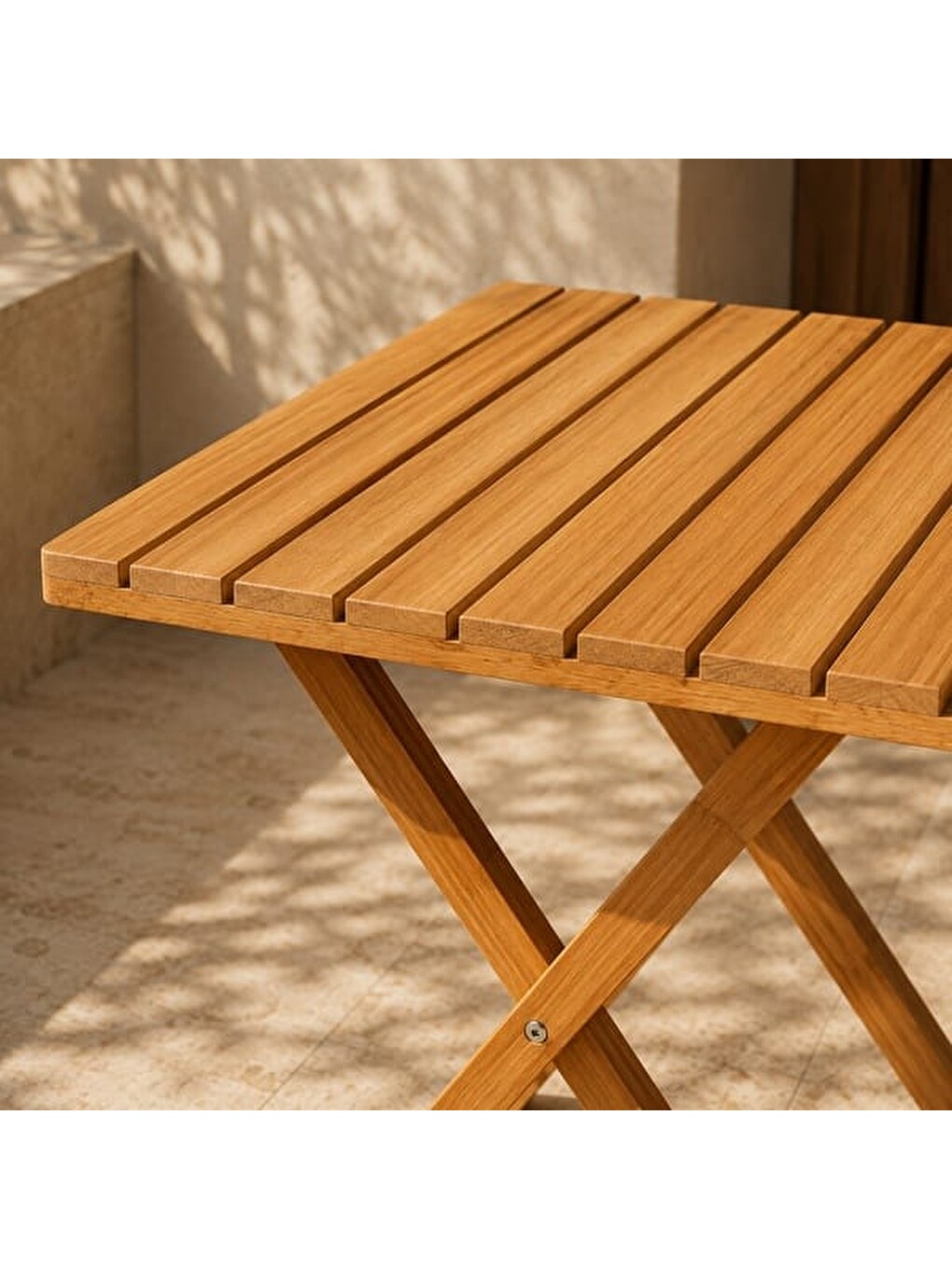Kahverengi Katlanır Bistro Yemek Masası - Meşe - 60x60 cm-5
