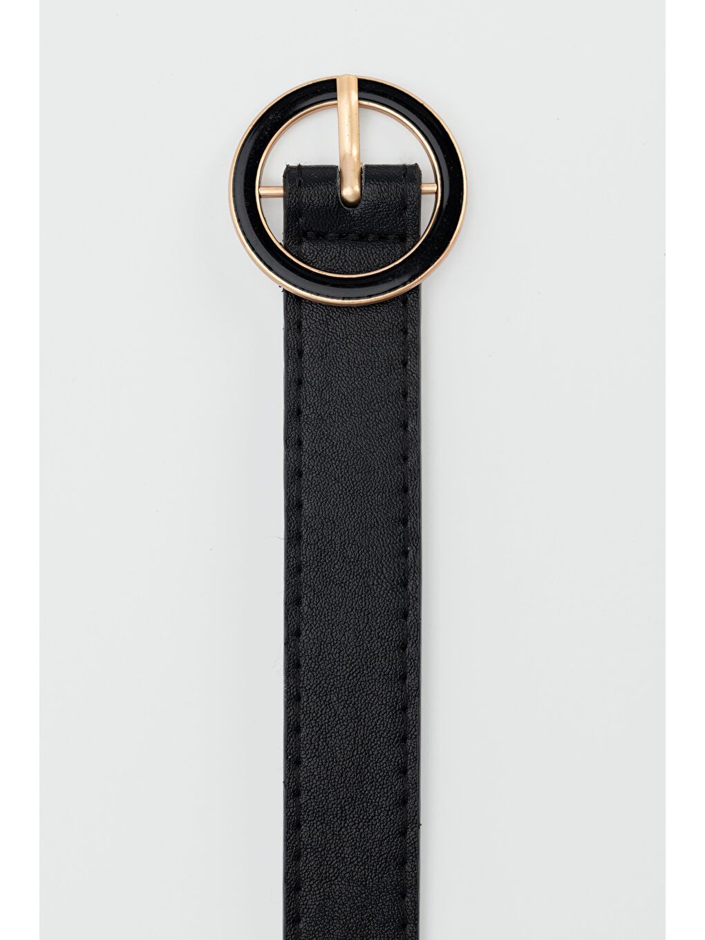 Yuvarlak Tokalı Suni Deri Kemer Siyah-2