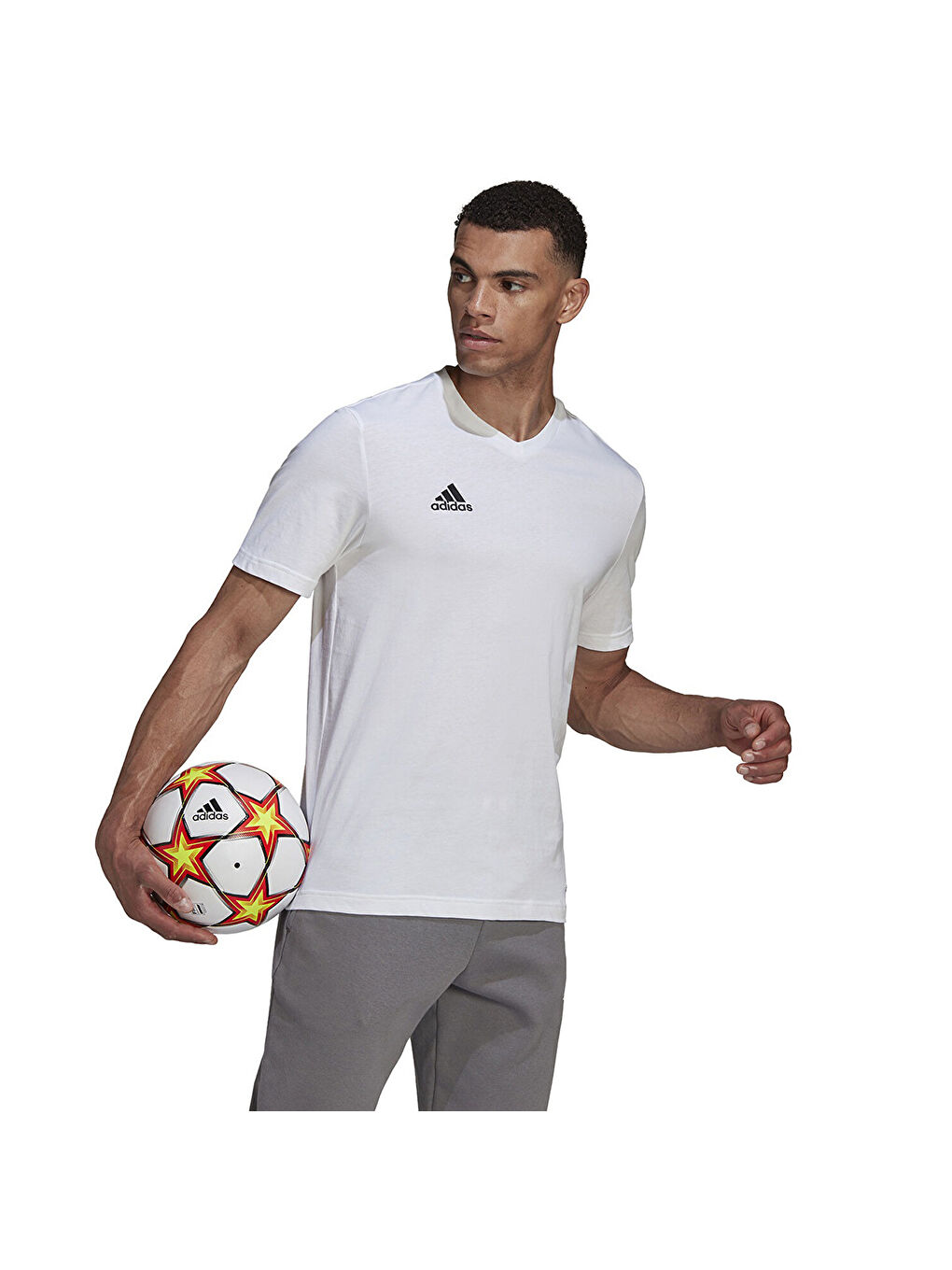 Entrada 22 Erkek Beyaz V Yaka Tişört-2