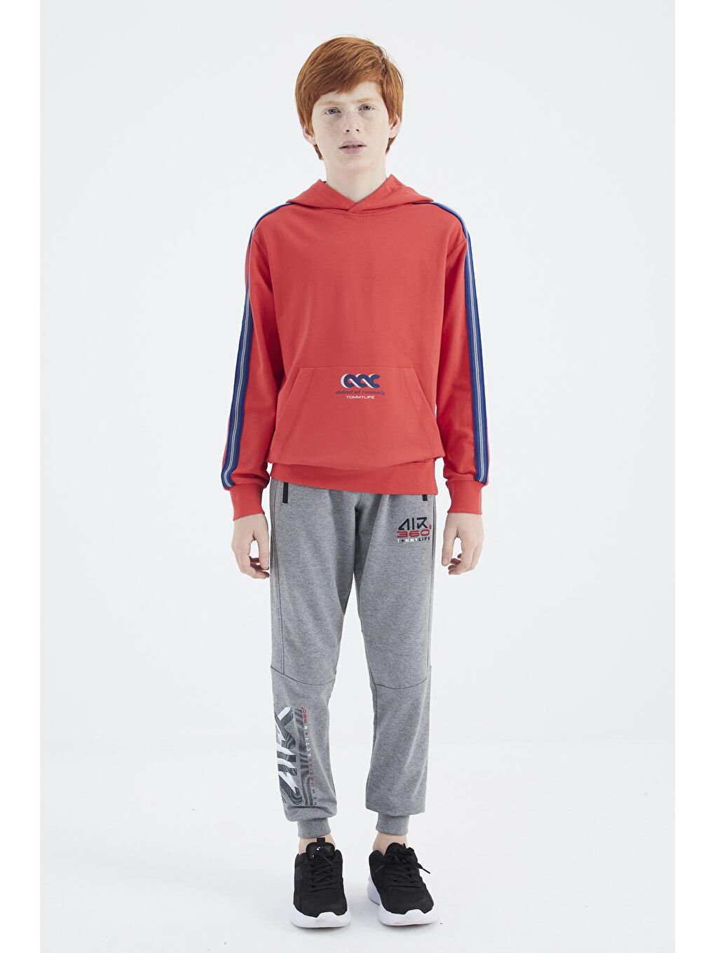 TOMMYLIFE Kırmızı Fiesta Kanguru Cepli Erkek Çocuk Sweatshirt - 11176 - 2