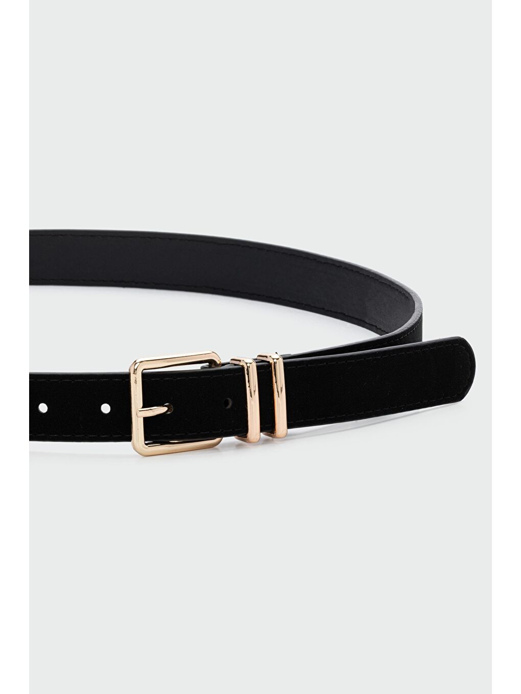 Kare Tokalı Süet Kemer Siyah-1