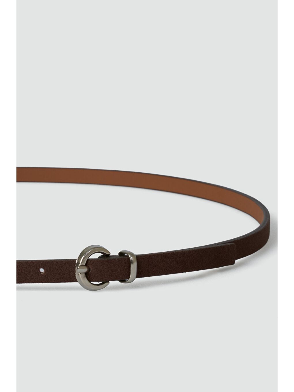 Kahverengi Süet İnce Kemer Kahve-3