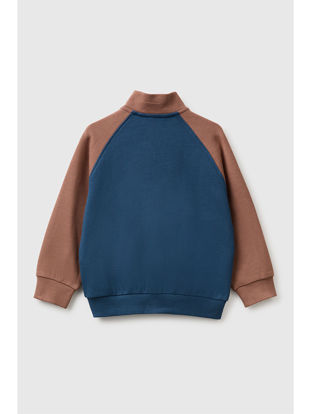 Erkek Bebek Lacivert Önü İşlemeli Ribanalı Boğazlı Fermuarlı Dik Yaka Sweatshirt-1
