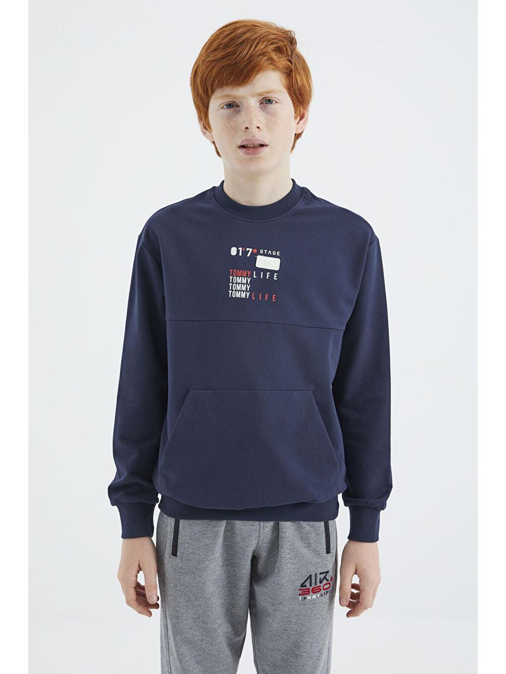 TOMMYLIFE İndigo Baskılı Erkek Çocuk Sweatshirt - 11175