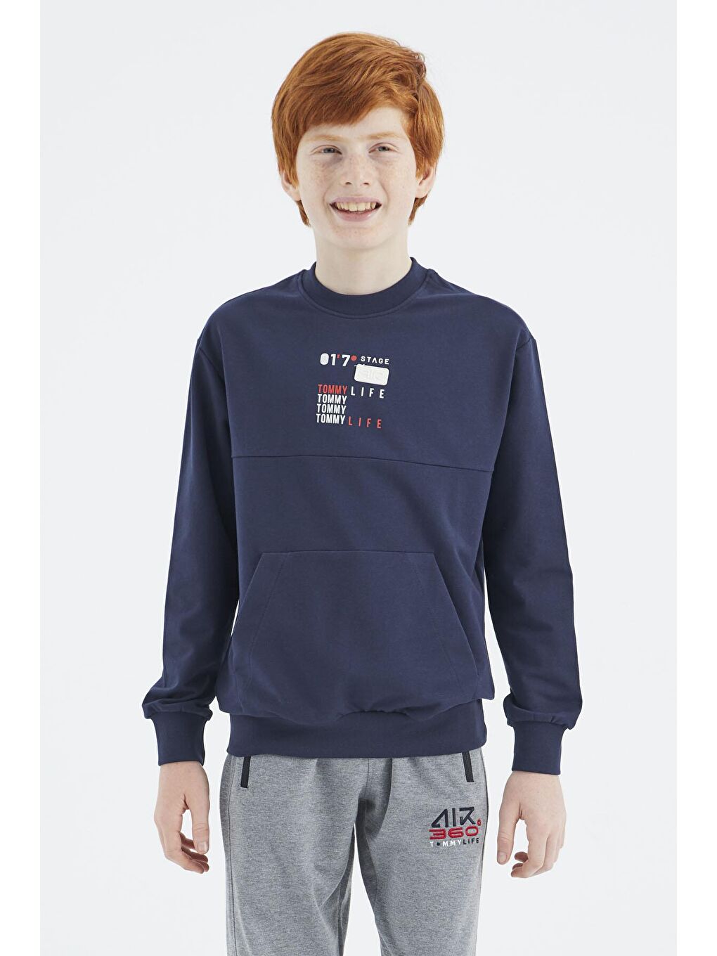 TOMMYLIFE İndigo Baskılı Erkek Çocuk Sweatshirt - 11175 - 2