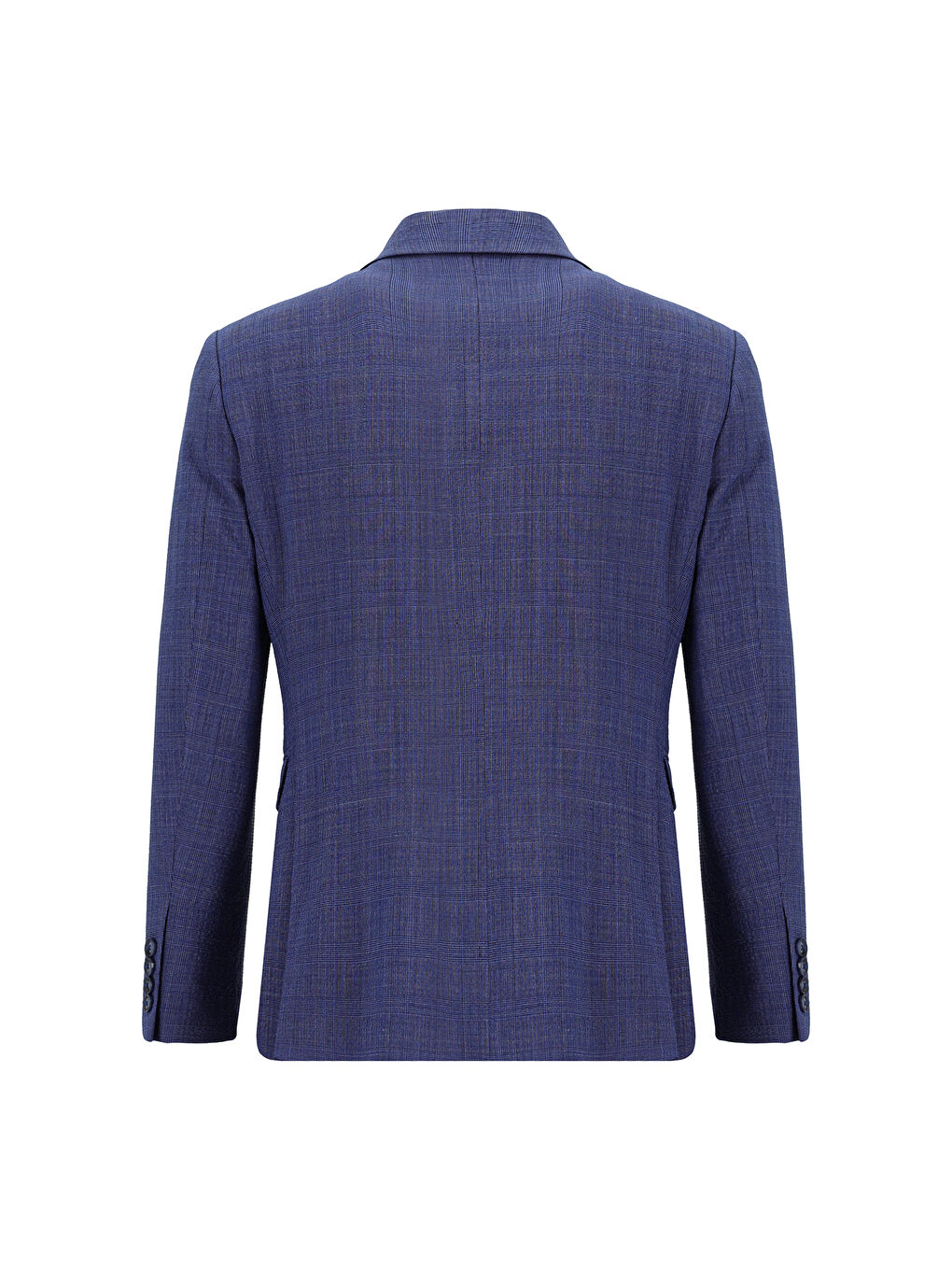 Lacivert 7 Drop Slim Fit Dar Kesim Yünlü Ekose Gofre Takım Elbise-2