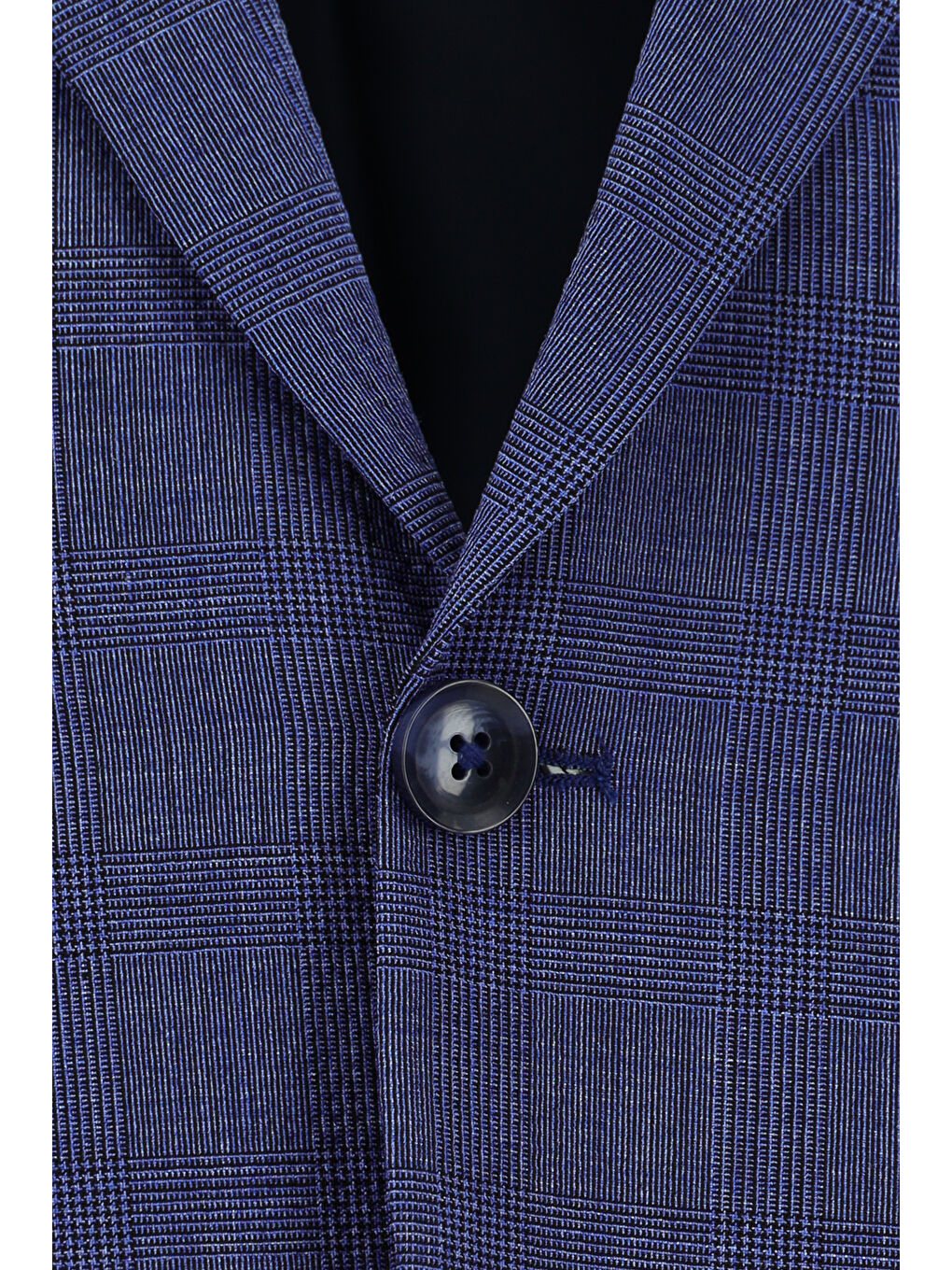 Lacivert 7 Drop Slim Fit Dar Kesim Yünlü Ekose Gofre Takım Elbise-3