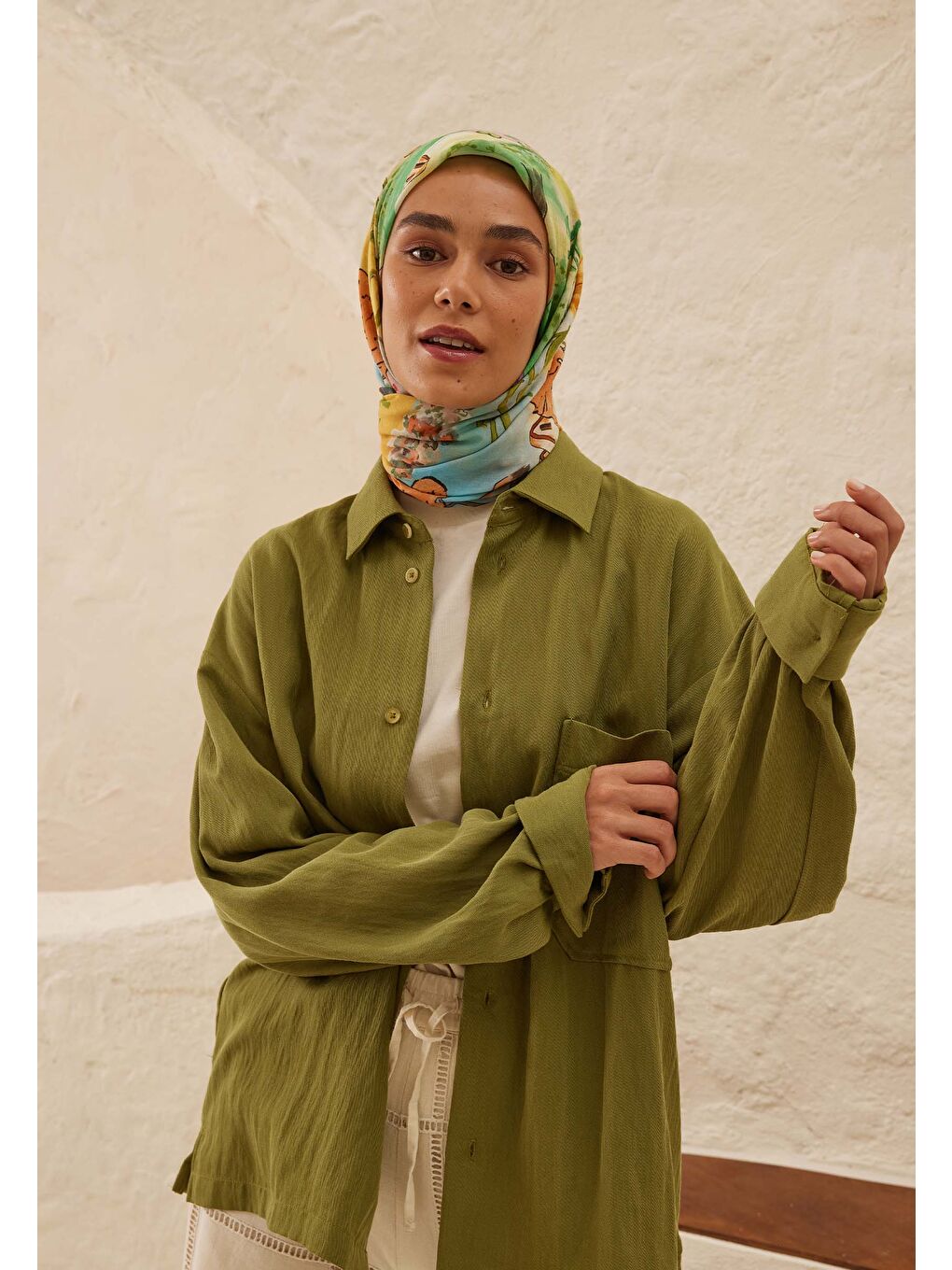 Nora Desen Pamuk Vual Eşarp Turuncu-1