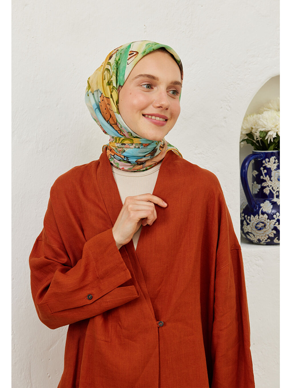 Nora Desen Pamuk Vual Eşarp Turuncu-3
