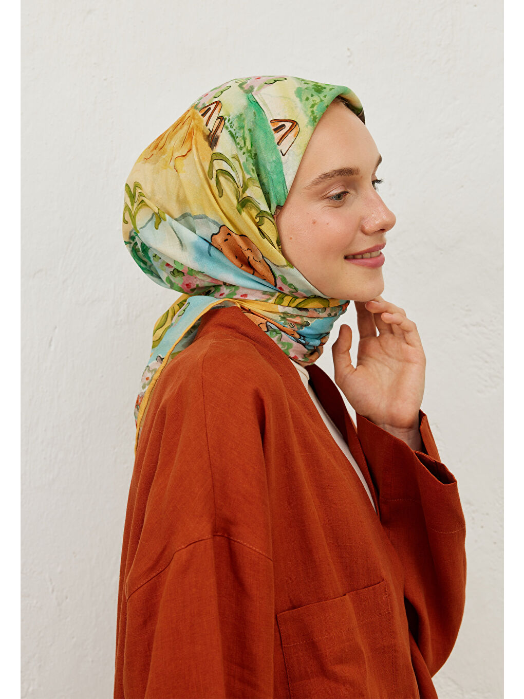 Nora Desen Pamuk Vual Eşarp Turuncu-4