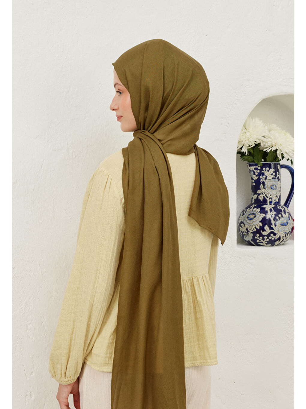 Rami Viskon Şal Yağ Yeşili-1