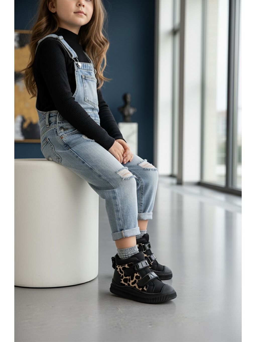 Sarı PAWS Kelebekli Çift Cırtlı Kız Bebek ve Çocuk Bot-3