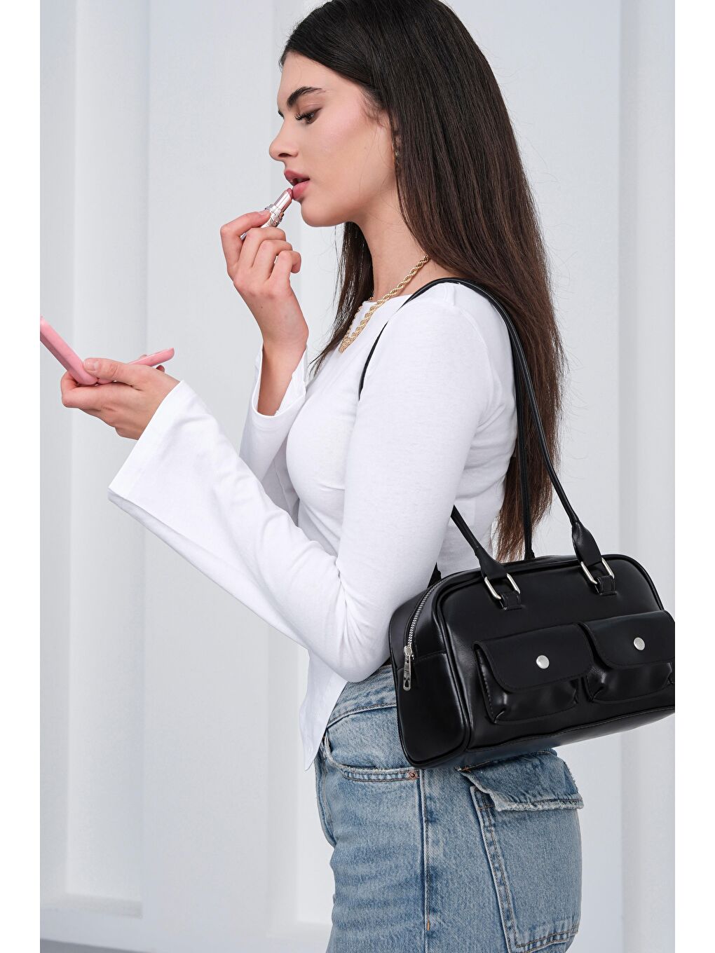 Rhan Retro Baget Çantası Siyah