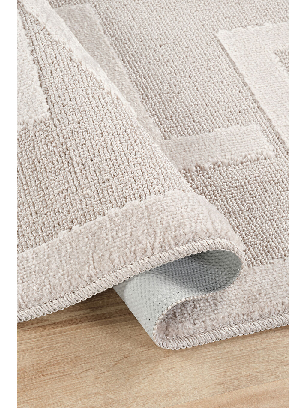 Bej Doğal Kaymaz Taban Banyo Paspas Uzun Ömürlü Yumuşak Su Emici Yazılı Smile-Vizon-2