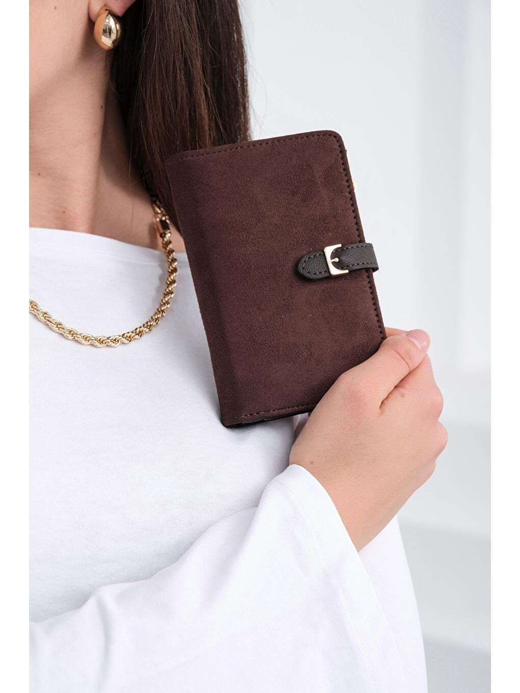 Kahverengi Kemerli Alpha Cüzdan Süet Kahve-2