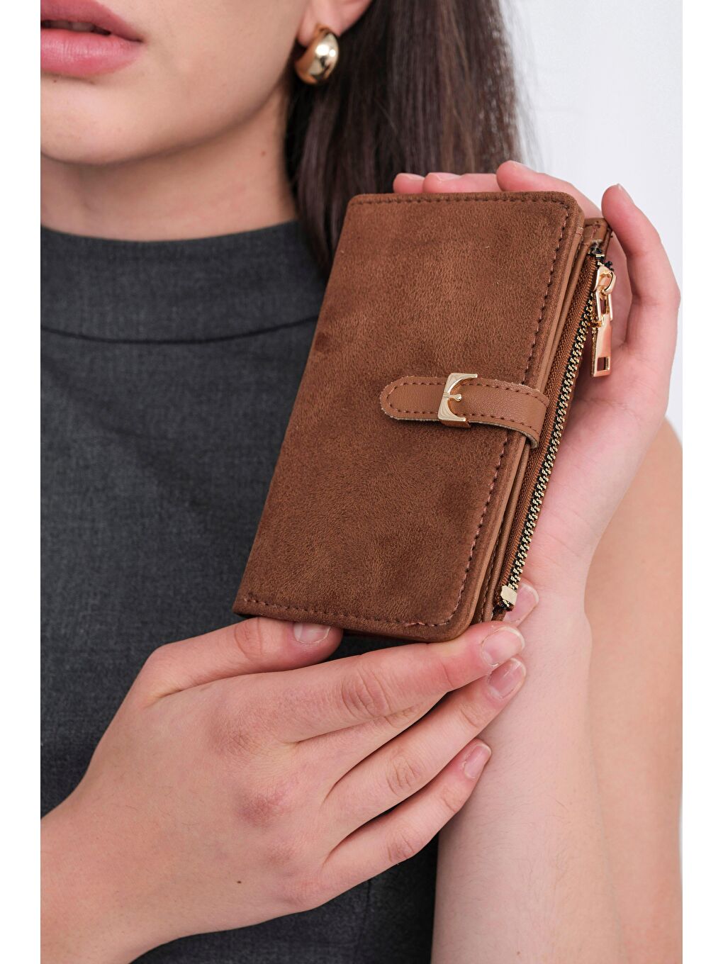 Kahverengi Kemerli Alpha Cüzdan Süet Taba-1