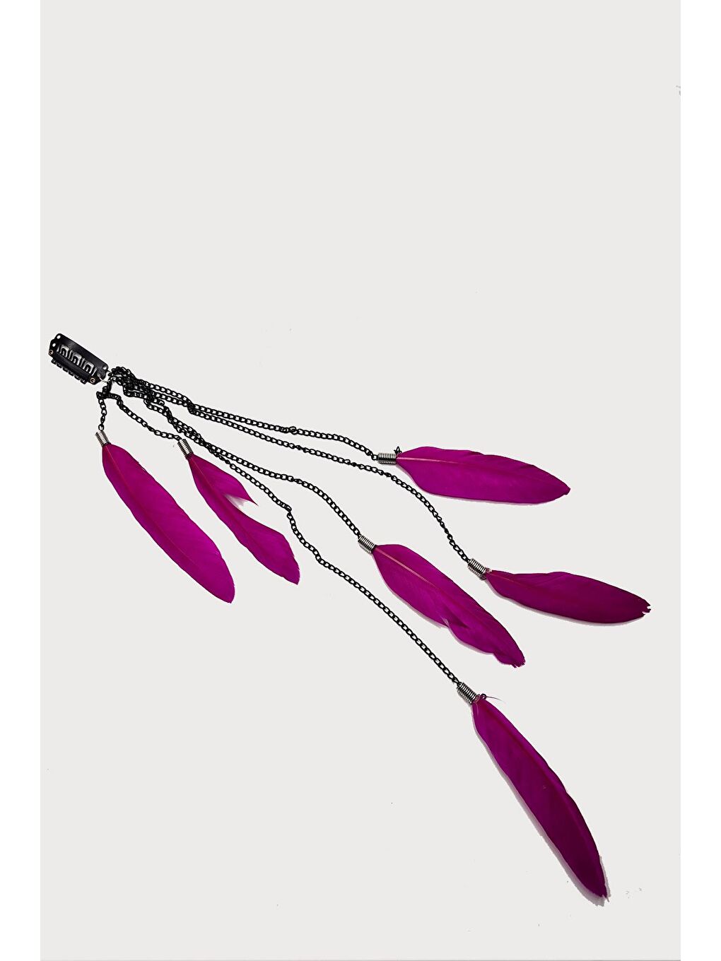 Fuşya Tüylü Saç Zinciri Rasta Saç İpi-2