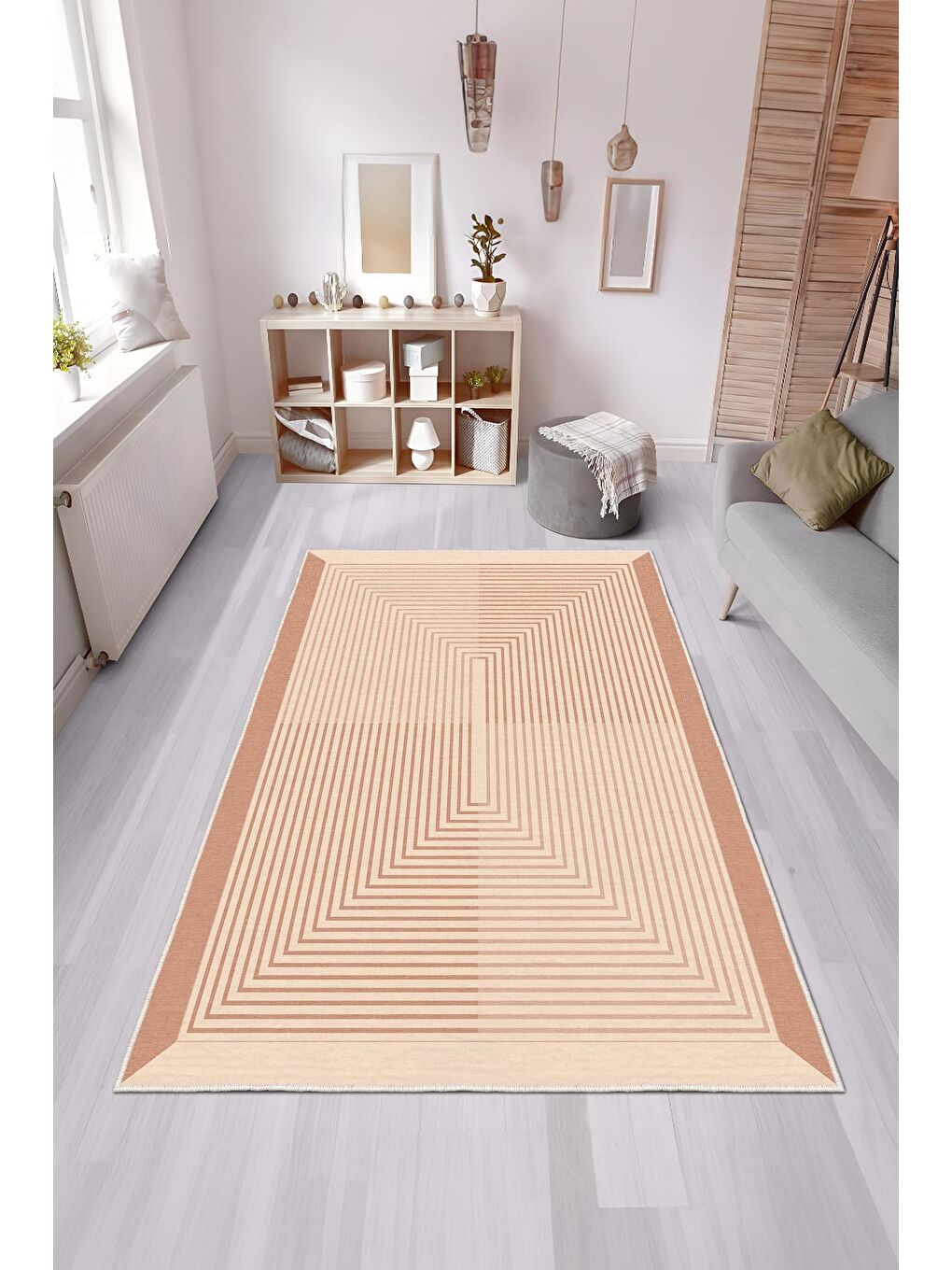 Pembe Özel Tasarım, Kaymaz Taban, İnce, Yıkanabilir, Modern Halı WOOKECE1418 120x180