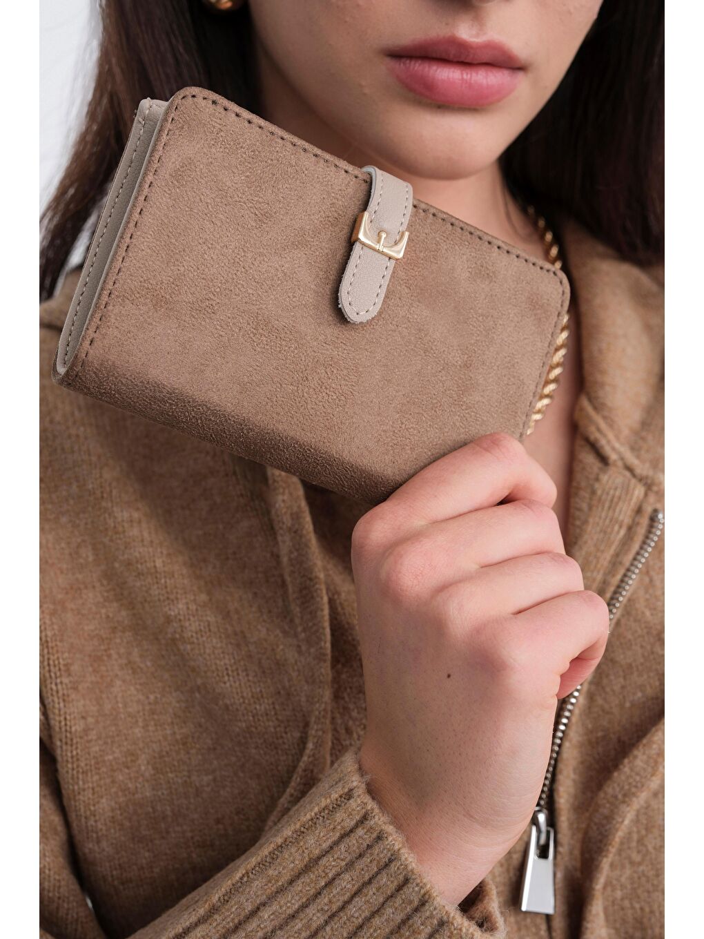 Bej Kemerli Alpha Cüzdan Süet Vizon-2