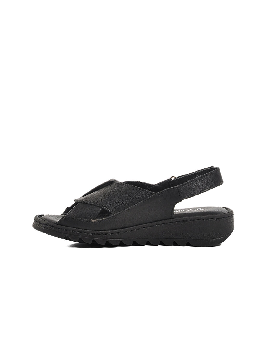 Siyah Hakiki Deri Cırtlı Kadın Sandalet Z265 Z-1