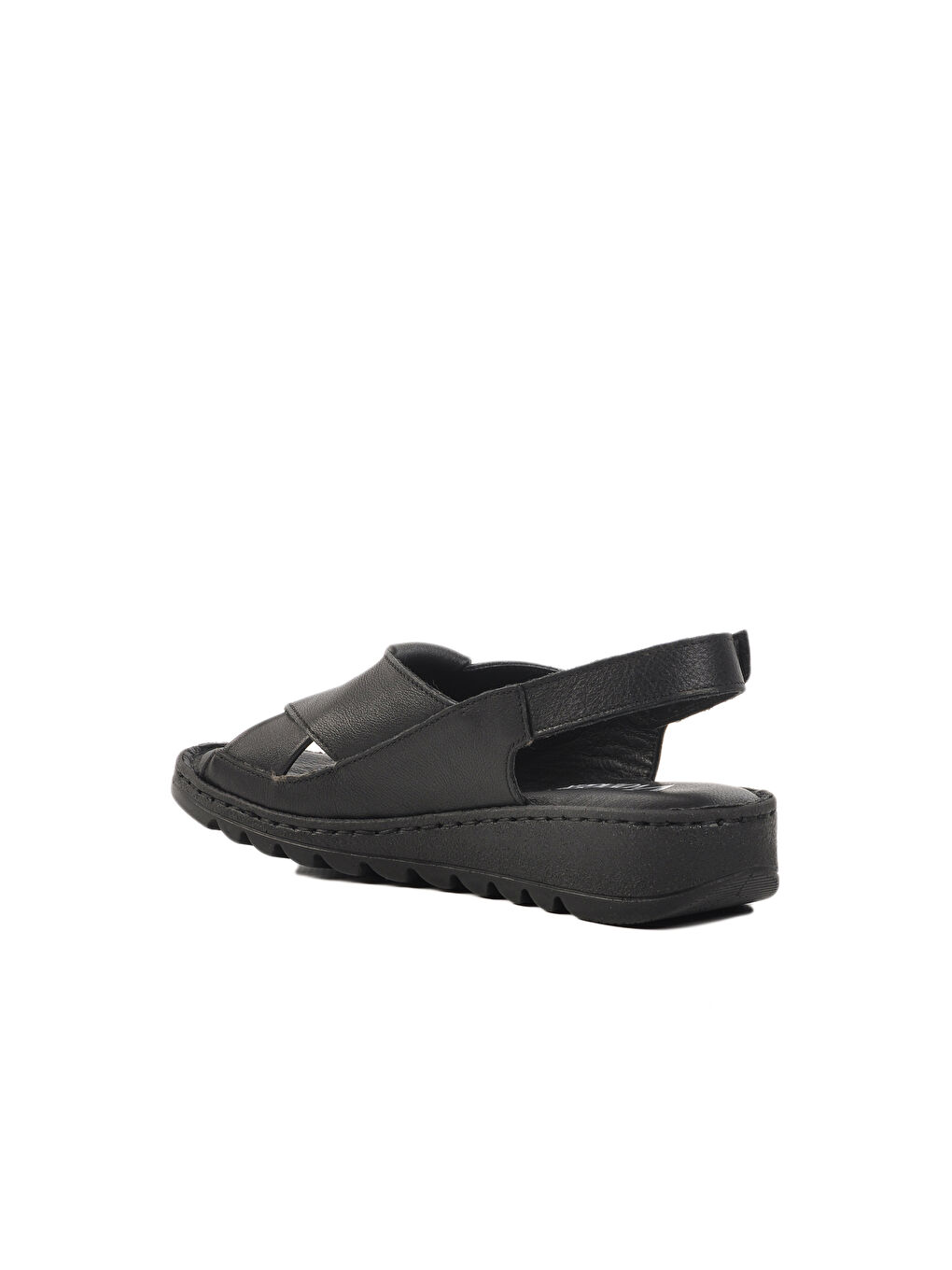 Siyah Hakiki Deri Cırtlı Kadın Sandalet Z265 Z-3