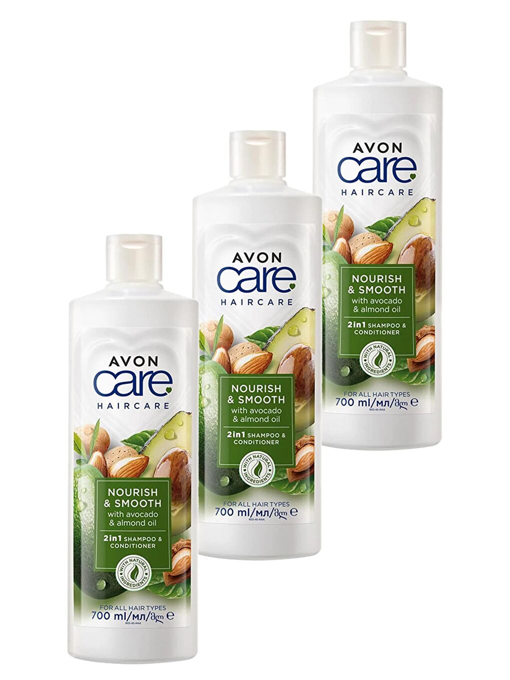 AVON Renksiz Care Avokado ve Badem Yağı içeren Şampuan ve Saç Bakım Kremi 700 Ml. Üçlü Set