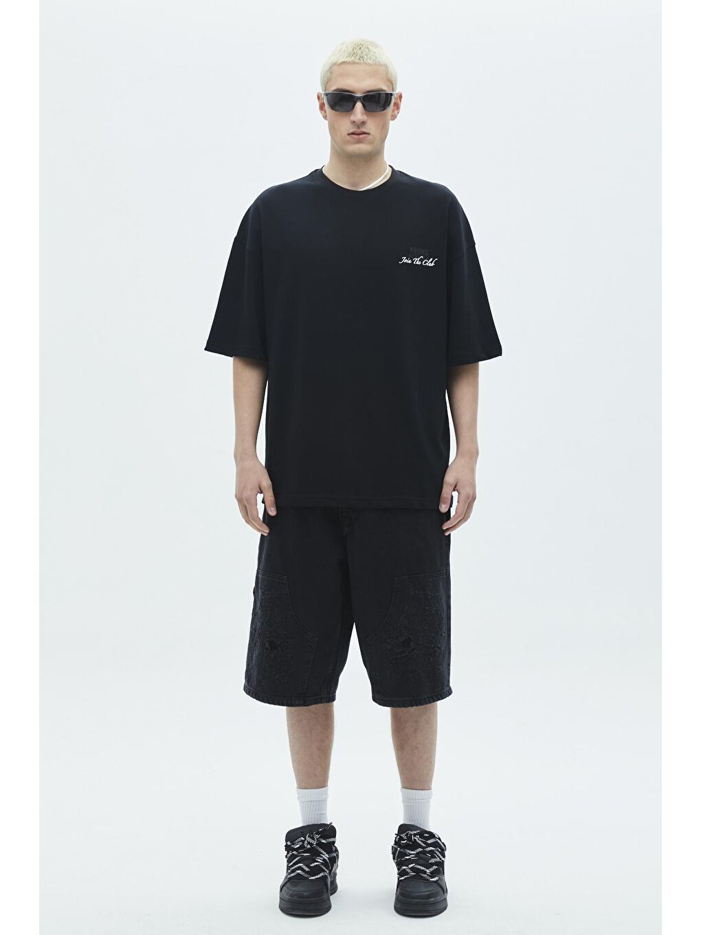 VAMOSCLO Siyah YOUNG ATELIER BASKILI OVERSIZE T-SHIRT - SİYAH - 4