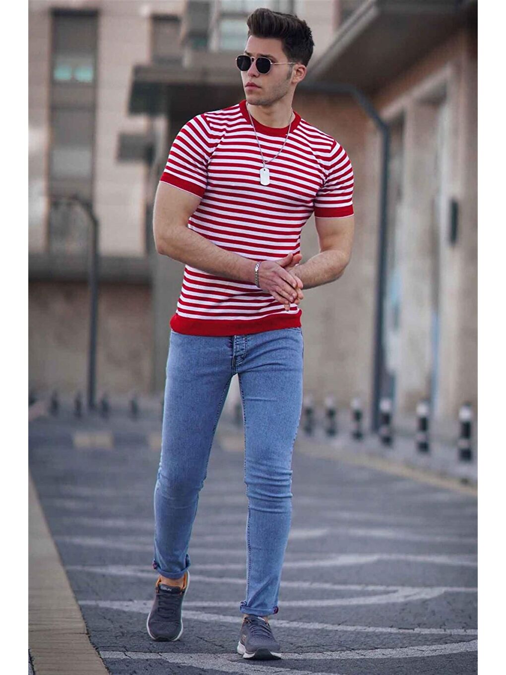 Bisiklet Yaka Bordo Erkek Triko Tişört 4602-1