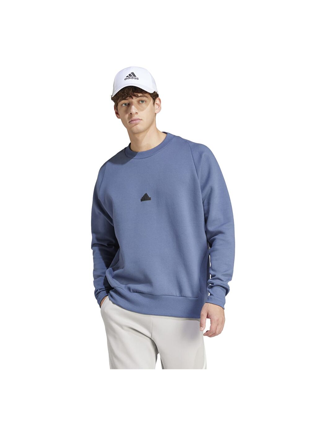 Z.N.E. Premium Erkek Mavi Yuvarlak Yaka Sweatshirt