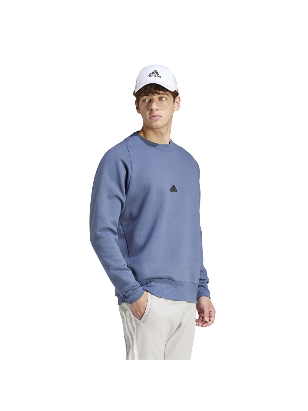 Z.N.E. Premium Erkek Mavi Yuvarlak Yaka Sweatshirt-1