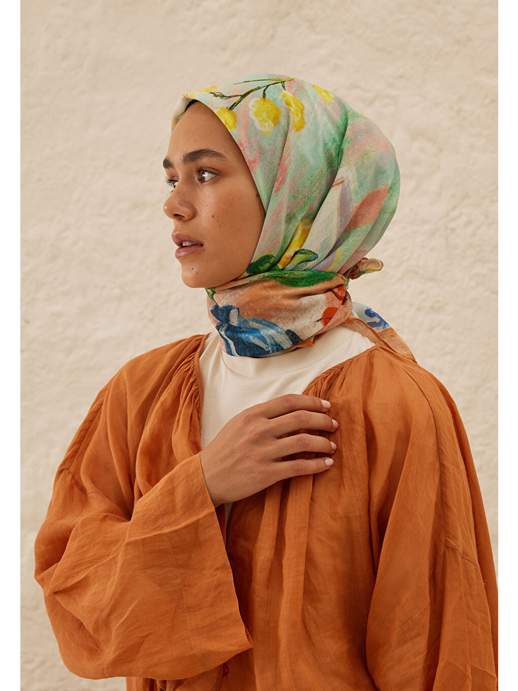 Camellia Desen Pamuk Vual Eşarp Soft Pembe-1