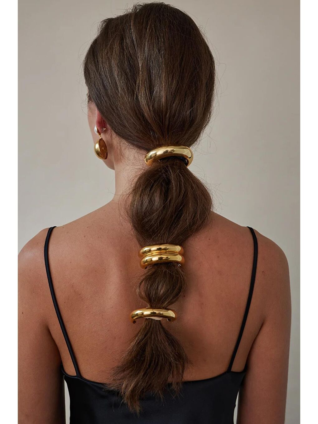 Sarı Arch Metal At Kuyruğu Saç Tokası-5