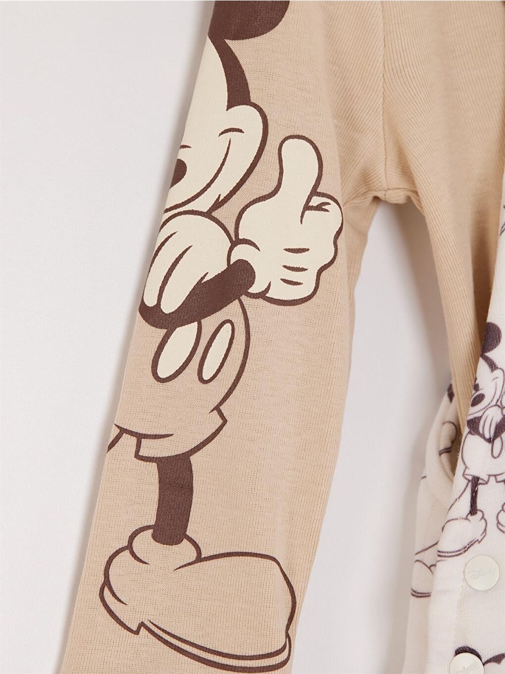 Ekru Mickey Mouse Lisanslı Erkek Bebek 2'li Takım 21146-1