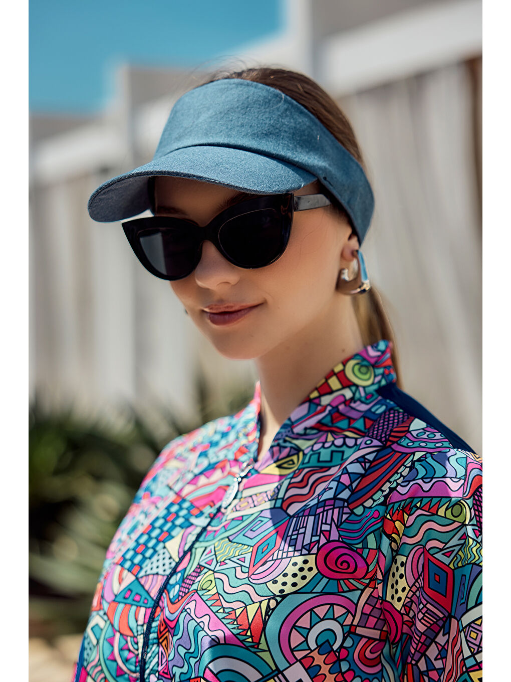 Mavi Ayarlanabilir Rugan Vizör Tenisçi Golf Şapka Güneş Koruyucu Siperlik RŞ-109 Denim-1